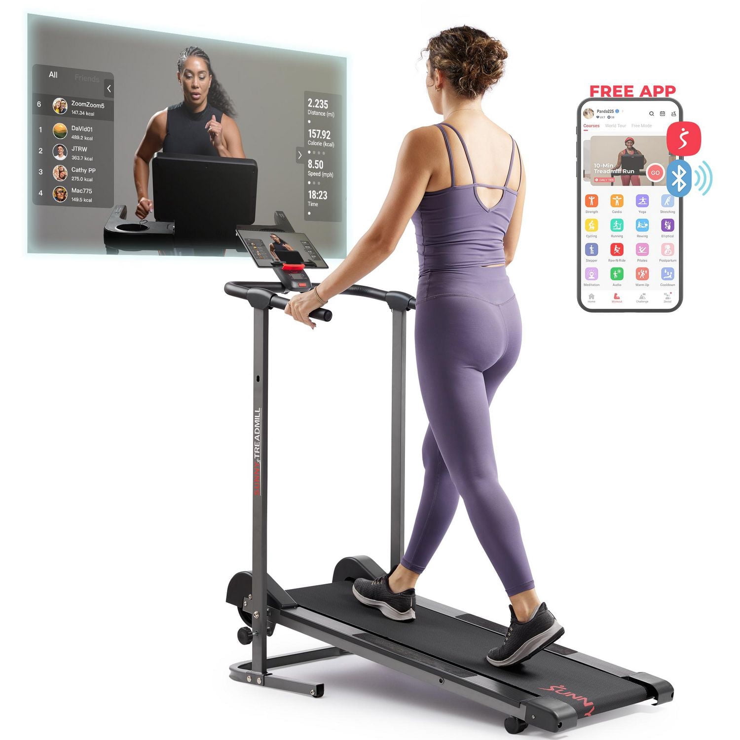 Sunny Health & Fitness Smart Manual Walking Treadmill - SF-T1407SMART