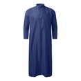 thumbnail image 3 of Kcodviy Male Casual Robe Muslim Mens Shirts Casual Stand Collar Thobe Long Mens Solid Color Button Down Shirt Solid Pocket Long Sleeve Men Button Up Shirt Jubba Robe, 3 of 4