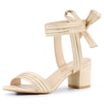 thumbnail image 1 of BLISSFUL STEP Women's Open Toe Back Ankle Tie Chunky Heel Sandals, 1 of 7
