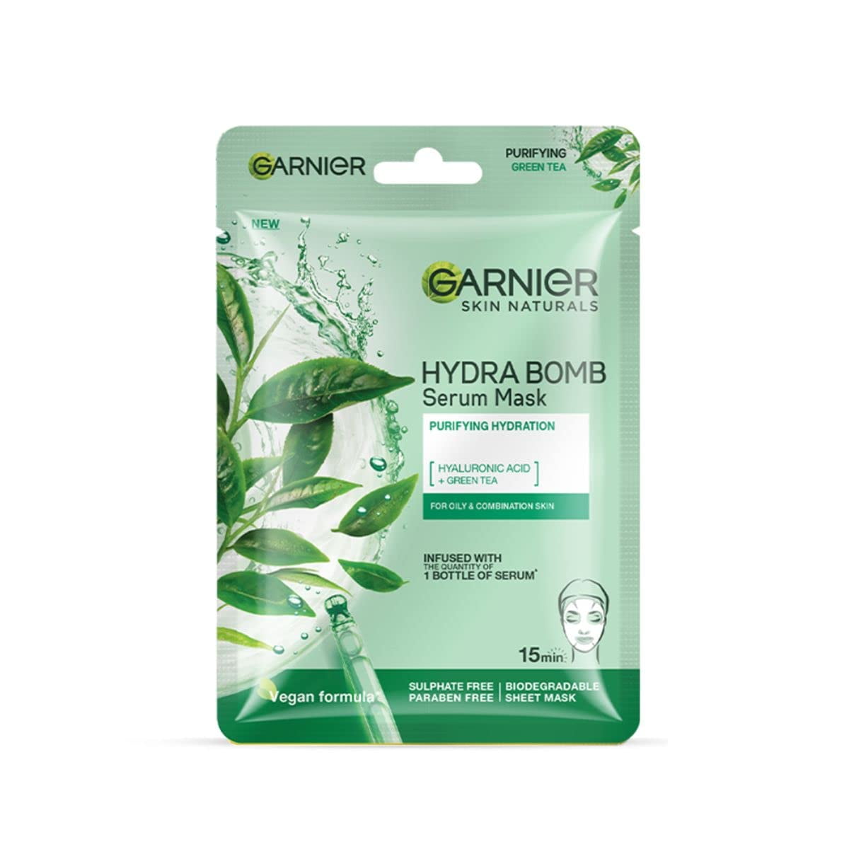 Garnier Hydra Bomb シートマスク 28g 12枚 Garnier Skin Natural Hydra Bomb Green Tea Mask,28g Each (Pack of 3