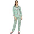 thumbnail image 1 of Bimba Pyjama Vert à Manches Longues pour Femmes avec Chemise, Tenue de Nuit-12, 1 of 6