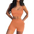 thumbnail image 1 of Women's Workout Outfits 2 Piece Yoga Set Seamless Ribbed Crop Tank Tight Shorts Gym Suit, 1 of 3