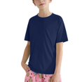 thumbnail image 2 of XIMIN Baby Boys Rash Guard Solid Color Shirts Short Sleeve Quick Dry Swim Shirts UPF 50+ Sun Protection for Kids Athletic Summer Shirt (5-6 Years, Navy), 2 of 9