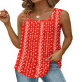 thumbnail image 1 of CHUANK Tank Tops for Women Pleated Square Neck Sleeveless Summer Tops Curved Hem Flowy Shirts, 1 of 8