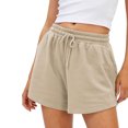 thumbnail image 3 of AherBiu Womens Sweatshorts Wide Leg Elastic Drawstring High Waisted Loungewear Joggers Summer Shorts, 3 of 7