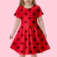 thumbnail image 2 of Robe Fille Enfant Été à Pois Slim Douce Respirante Manches Courtes Décontractée Robe Enfants Rouge 4 Ans-5 Ans, 2 of 5