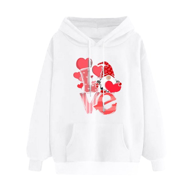 Sweat-shirt en Molleton à Manches Longues Imprimé Saint-Valentin pour Femme