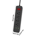 thumbnail image 4 of Uscallm 2 Pcs Power Strip Rallonge 78.7 Pouces Surge Protector avec Multiples Prises Ports USB pour Maison Bureau Dortoir Cuisine, 4 of 9