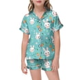 thumbnail image 1 of Girls' Easter Day Printed Pajamas Short Sleeved Button Top Shorts Home Pajamas Set, 1 of 4