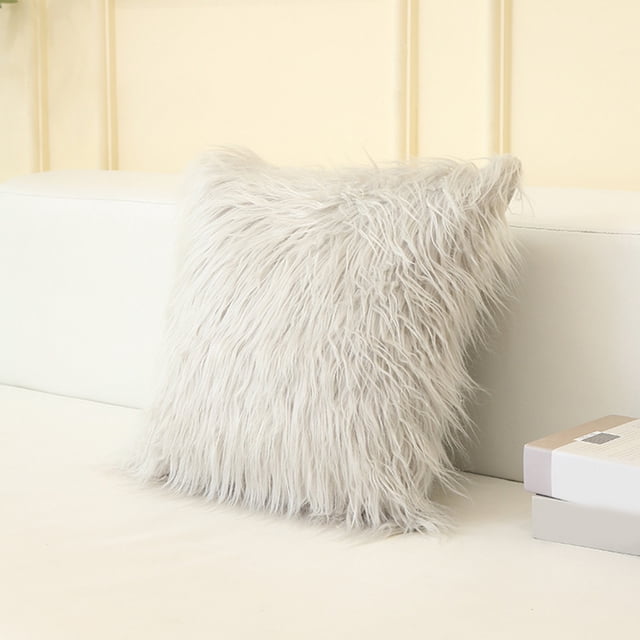 Cqxid Pillow Case Under $10 Style Modern Simple Net Red Imitation Beach Wool Solid Color Long Hair Pillow Case Cushion