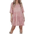 thumbnail image 4 of Robe Femme Épaules Dénudées Robe Formelle Dames Paillettes Sequins Col Rond Manches Courtes Grande Ampleur Robe Mignonne Vêtements Femme Adulte Rouge Taille g, 4 of 6