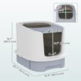 thumbnail image 3 of PawHut Cat Litter Box, Enclosed Kitty Litter Pen with Lid, Scoop, Grey, 3 of 10