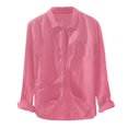 thumbnail image 1 of Men‘s Baggy Solid Cotton Linen Long Sleeve Button Pocket Plus Size T Shirts, 1 of 6