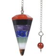 thumbnail image 1 of Angelstones 7 Chakra Gemstone Rock Crystal Hexagonal Pointed Reiki Chakra Pendant Pendulum, 1 of 2