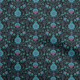 thumbnail image 1 of oneOone Rayon Black Fabric Florals Craft Projects Decor Fabric Printed By The Yard 56 Inch Wide, 1 of 4