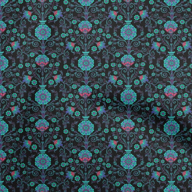 oneOone Rayon Black Fabric Florals Craft Projects Decor Fabric Printed By The Yard 56 Inch Wide