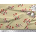 thumbnail image 2 of Soimoi Beige Poly Georgette Fabric Red Berries & Bulbul Bird Print Fabric by Yard 42 Inch Wide, 2 of 3