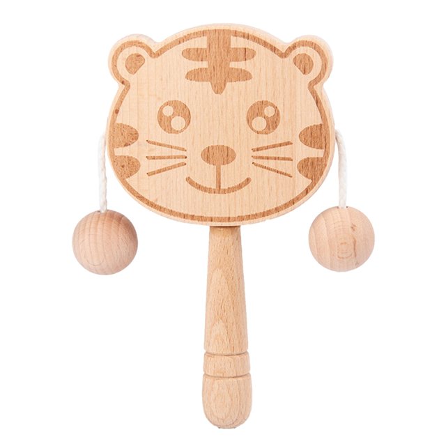 XZNGL Log Cartoon Rattle Baby Toy Newborn Baby Can Shaking Drum Traditional Childrens Early Education