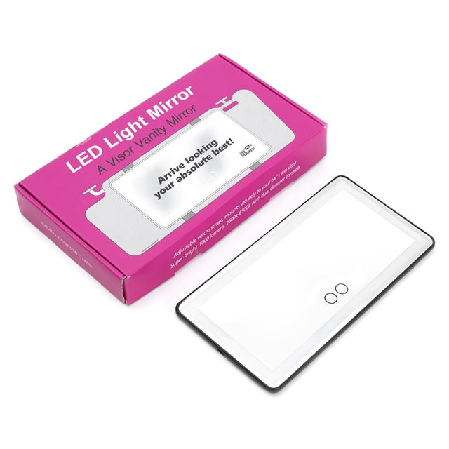 Mirror with Lights, Car Mounted LED Makeup Mirror with Three Light Settings, Strap Installation for Sun Visor with Type-C Charging Makeup Mirror with Lights