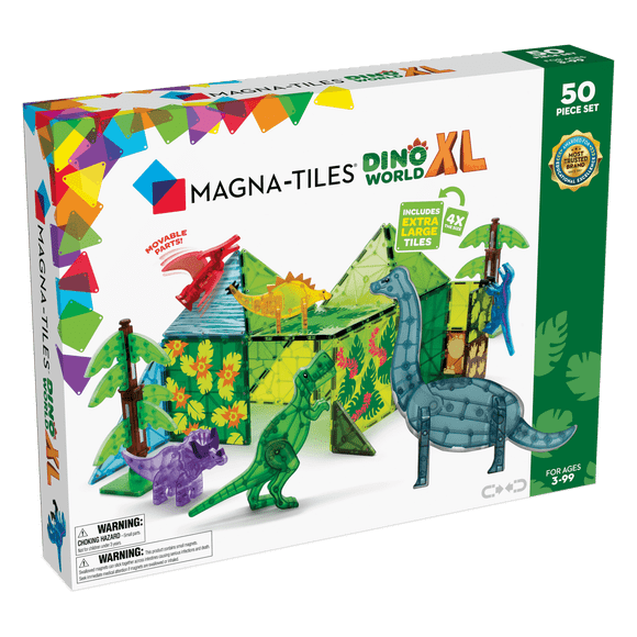 MAGNA-TILES Dino World XL 50-Piece Magnetic Construction Set, The ORIGINAL Magnetic Building Brand