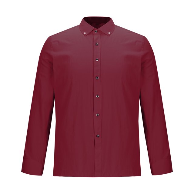 RXIRUCGD Chemise à Col Rabattable pour Homme Affaires Bouton Perceuse Bouton Manches Longues Chemise, Rouge, Taille : 2TG