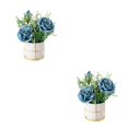 thumbnail image 4 of kurtrusly Artificial Flowers With Vase Add Of Color And Style To Any Room Indoor rose blue 2Set, 4 of 6