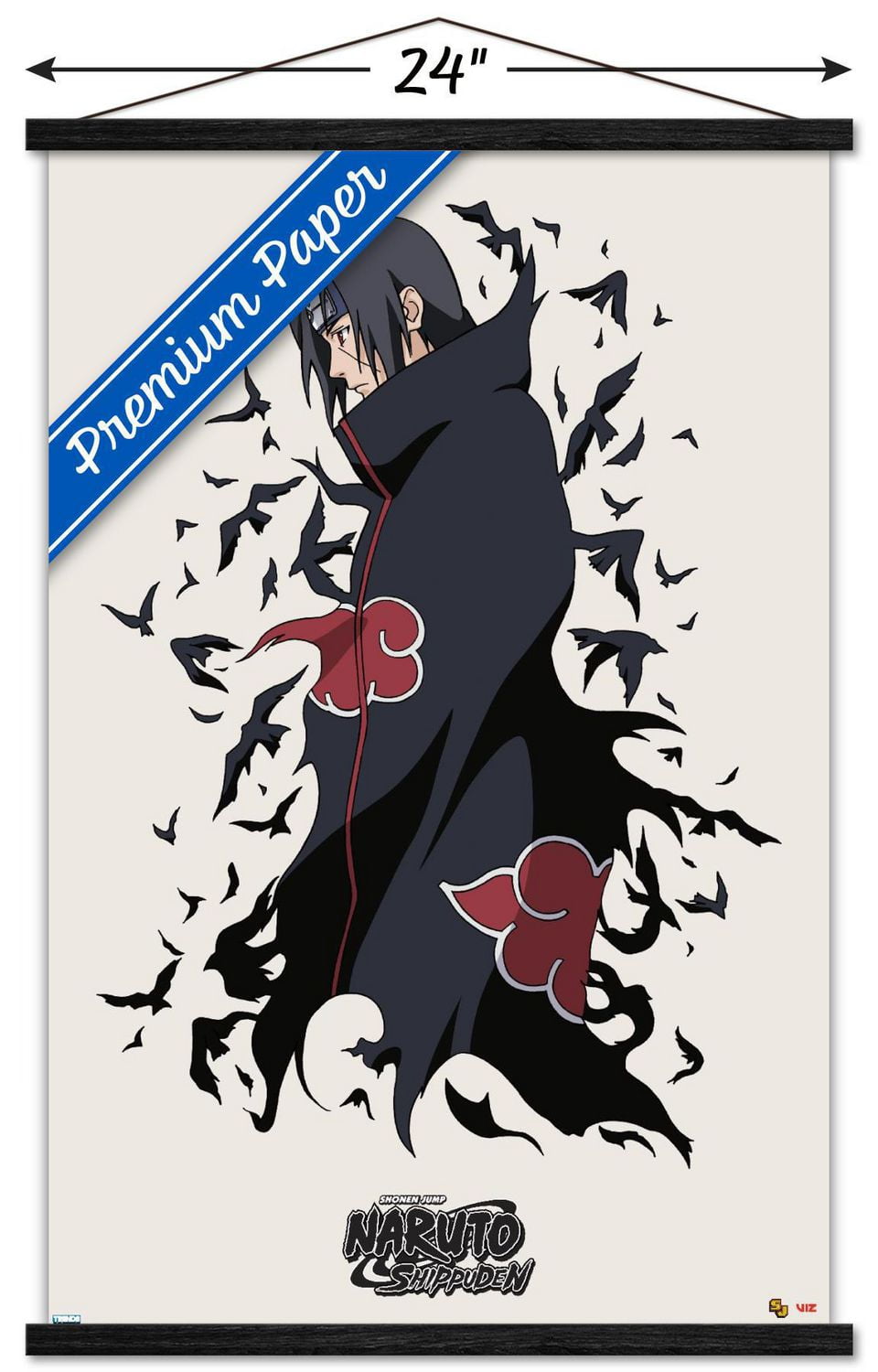 Naruto Shippuden – Itachi 22,375" x 34" Affiche Murale avec Cadre Magnétique en Bois de Hêtre, par Trends International