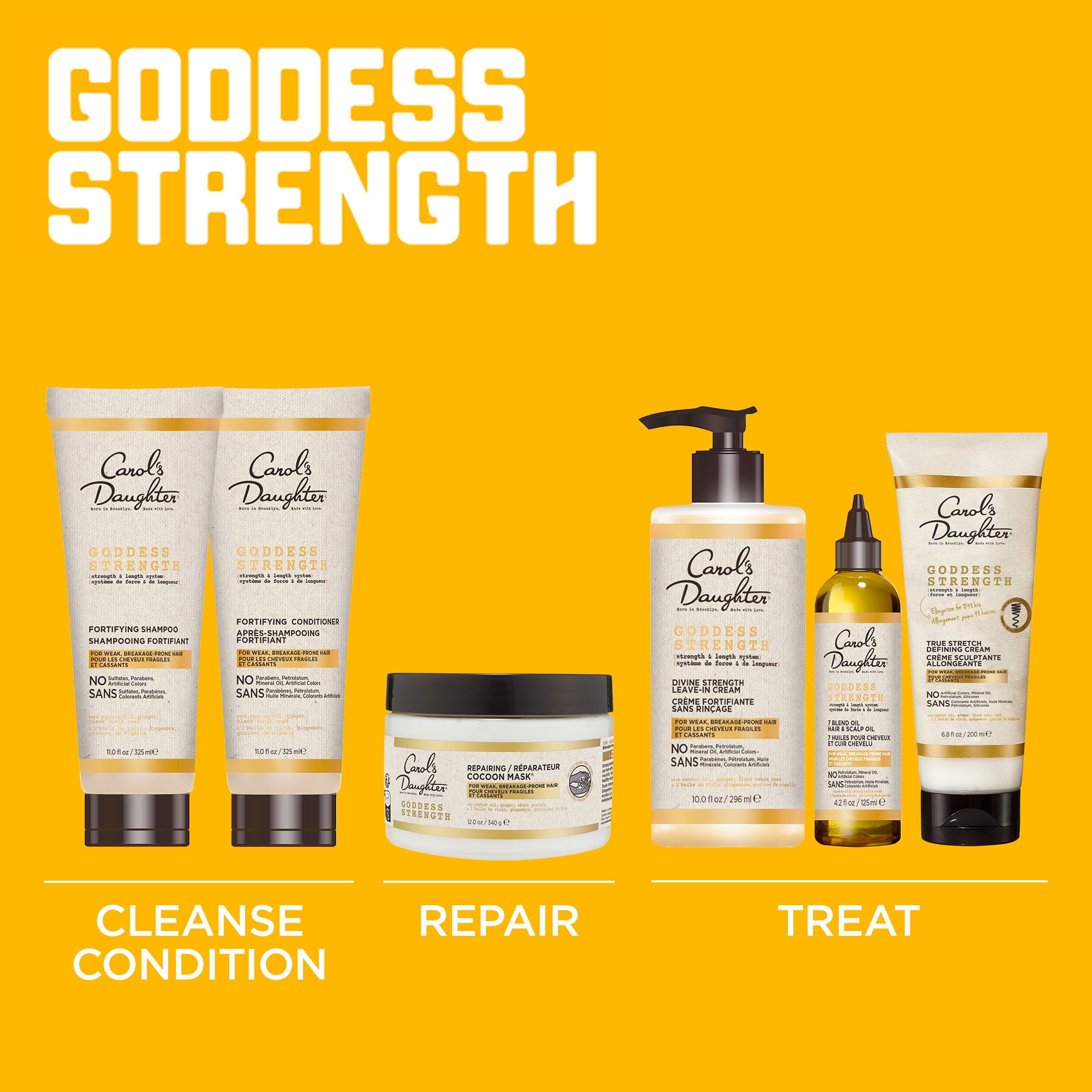 Carol's Daughter Goddess Strength Crème Définissante pour Cheveux Allongeante Véritable à l'Huile de Ricin, Soin Capillaire Hydratant pour Définir les Cheveux Bouclés et Ondulés jusqu'à 48HR