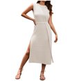 thumbnail image 2 of Gspmoly Robes d'Été, Robe Chandail en Tricot Sans Manches à Col Montant pour Femmes, Robe Débardeur Maxi, Robes d'Été pour Femmes en Liquidation, 2 of 6