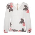 thumbnail image 4 of Haut Blouse à Manches Longues Fines pour Femmes, Manches Lanterne, Imprimé Floral, Col en V, T-Shirt pour Femmes, 4 of 5