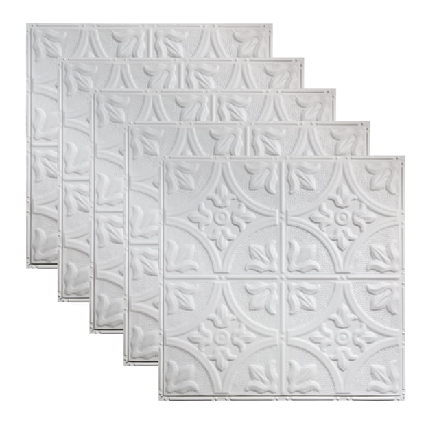 Great Lakes Tin 2ft x 2ft Matte White Ceiling Tiles 5 Pack