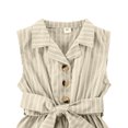 thumbnail image 3 of EYIIYE Barboteuse pour Tout-Petites Filles avec Ceinture à Rayures Sans Manches Col Combinaison, 3 of 7