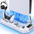 thumbnail image 1 of APPIE Support PS5 avec Ventilateur de Refroidissement pour Console Playstation 5, Station de Charge pour Manettes Doubles PS5, Accessoires de Rangement Verticaux PS5 pour Édition Numérique PS5/Ultra HD - Blanc, 1 of 10
