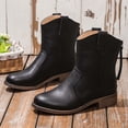 thumbnail image 5 of Cameland Bottes Mi-Mollet Rétro Unies pour Femmes Talons Moyens Bottes à Bout Rond Bottes à Fermeture Éclair Arrière, 5 of 5