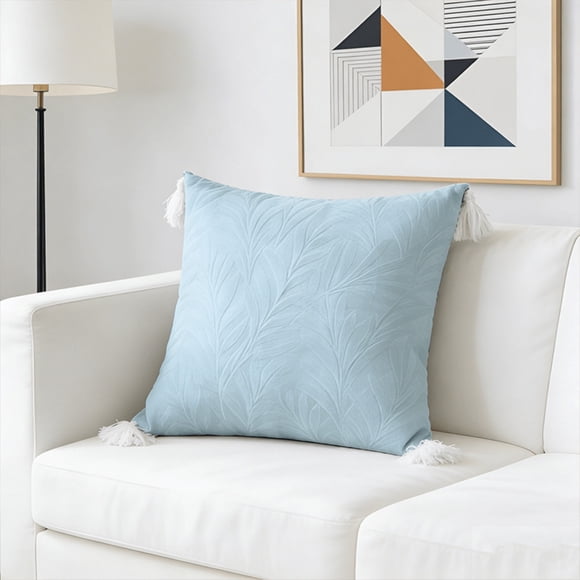Birdeem Chenille Pillow Cover, Leaf Embossed Decorative Throw Pillow Case, Soft Textured Cushion Cover for Sofa, Bed, Living Room, Bedroom, and Office