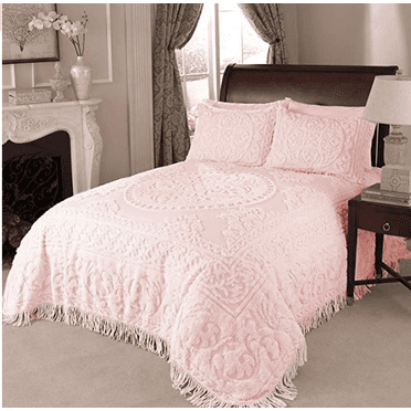 Beatrice Home Fashions Medallion Chenille, Standard Sham, Blush
