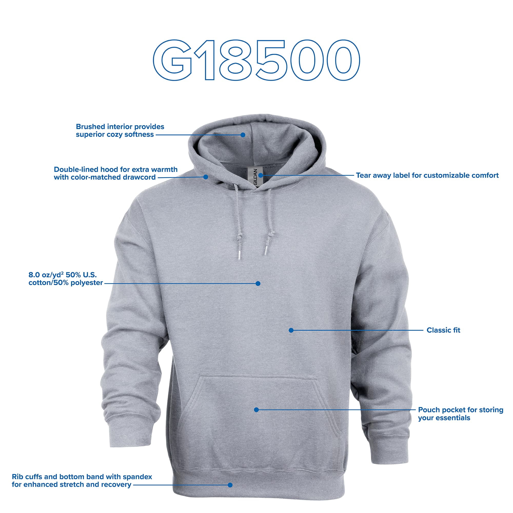 Gildan Sweat à Capuche en Molleton Épais pour Hommes G18500