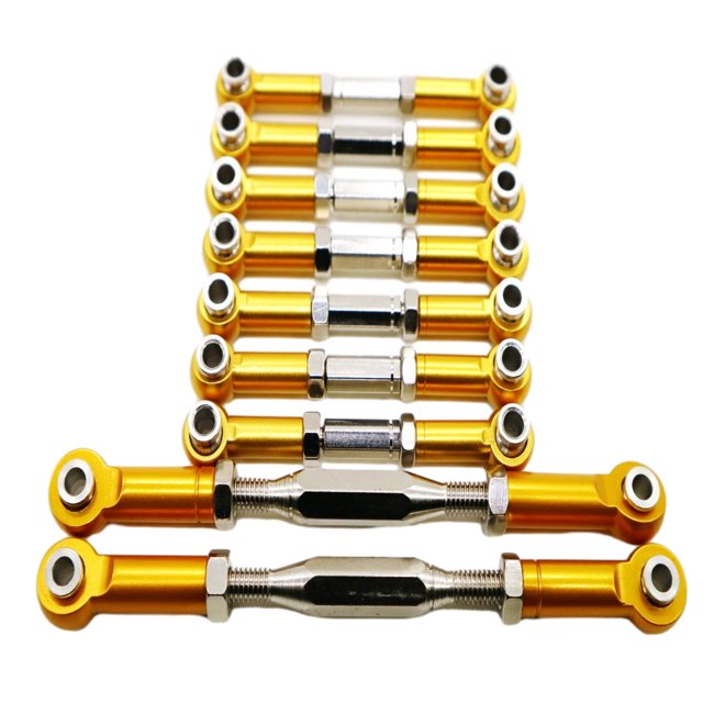 ZheElen 9pcs Wheelbase Steering Link Rod Set For WLtoys 1/10 K949 RC Car Accessories Golden