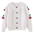 thumbnail image 2 of Zwiiyzr Girls Sweaters Kids Open Front Button Down Long Sleeve Knit Cardigans Sweater Cardigan Jacket 2-8Y White, 2 of 3