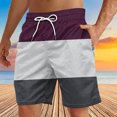 thumbnail image 3 of Plebaso Men's Beach Shorts Color Block Drawstring Casual Shorts Trendy Summer Vacation Shorts for Men, 3 of 4