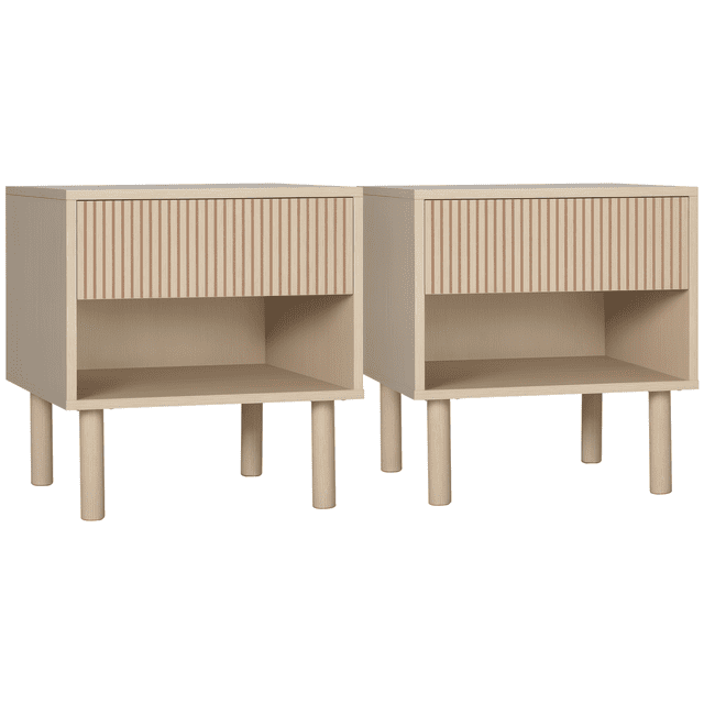HOMCOM Ensemble de 2 Tables de Chevet pour Chambre, Table d'Appoint avec Tablette de Rangement, Tiroir