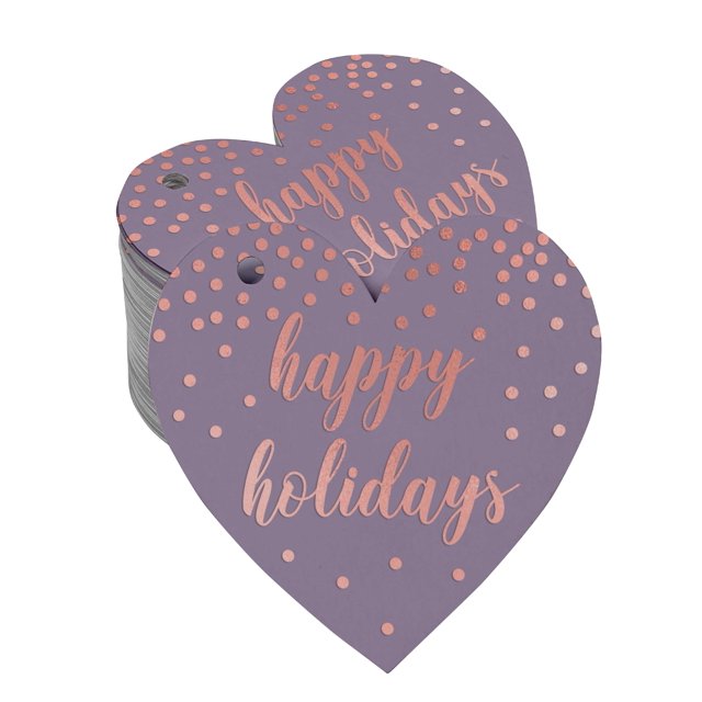 Inkdotpot Rose Gold Foil Paper Hang Tags Happy Holiday Favor Tags 50 Pieces