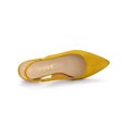thumbnail image 4 of BLISSFUL STEP Escarpins à Talons pour Femmes à Bout Pointu à Talon Bloc Slingback en Faux Suède Jaune 6, 4 of 7
