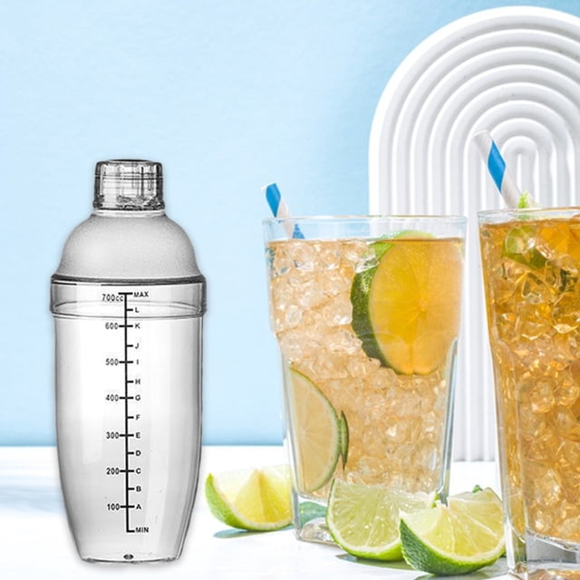 SSZMDLB Cocktail Shaker, Plastic Bar Mixing Tool with Measurement Scales, Drink Mixer for Lemon Tea, Cocktails and Home Bar, Transparent ABS Shaker Cup