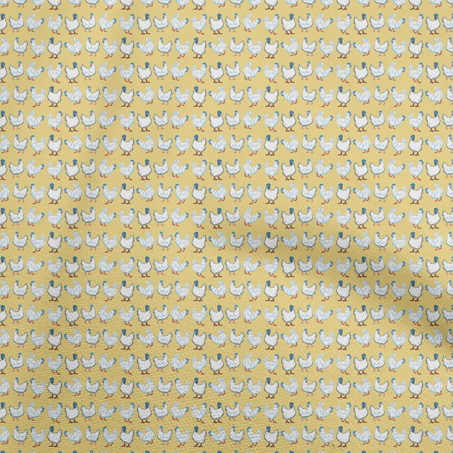 oneOone Velvet Yellow Fabric Birds Rooster Craft Projects Decor Fabric Printed By The Yard 58 Inch Wide
