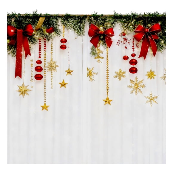 Huanglei Holiday Printed Curtains 2 Piece Of 2D Flat Printed Red Printed Curtains With Snowflake And Patterns Suitable For Bedroom Living