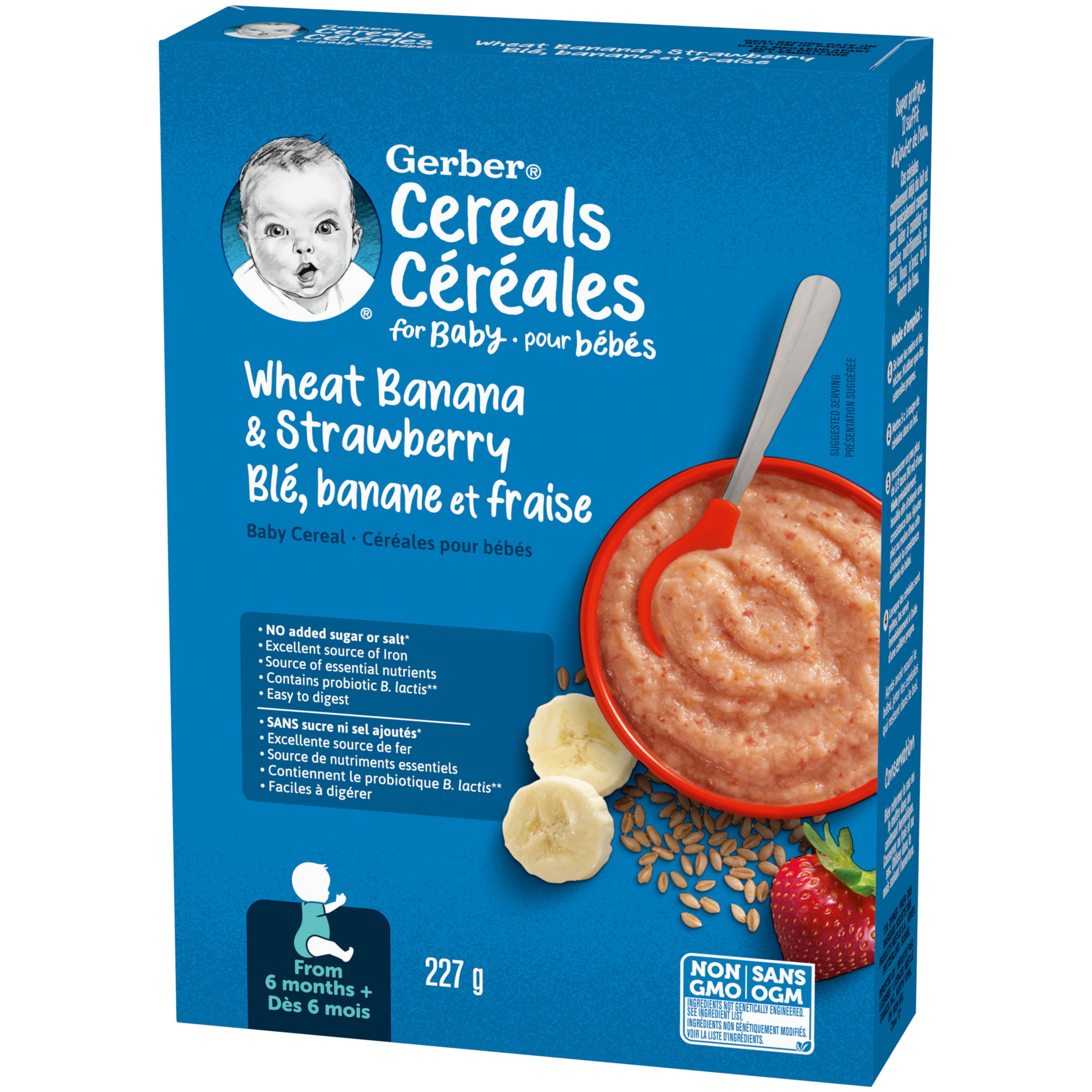GERBER Céréales Pour Bébés Étape 2 Blé Avec Banane Et Fraise