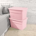 thumbnail image 4 of Sterilite 114 Liter Tote, Large Plastic Storage Bin with Snap-on Lid, Stackable, Pink, 4 of 6