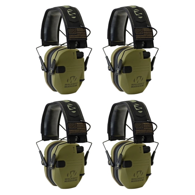 Walkers Razor Slim Cache-Oreilles de Protection Auditive Électronique, Vert (Lot de 4)
