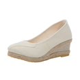 thumbnail image 2 of LSLJS Sandales Compensées à Bout Fermé pour Femmes, Plateforme à Bride Arrière, Talon Haut, Sandales Habillées en Toile, Chaussures Compensées pour Femmes, 2 of 3